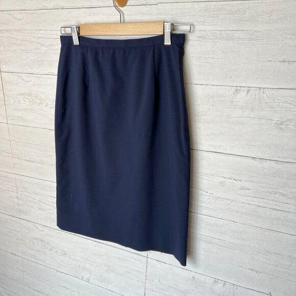 Pendleton Skirt Womens Size 2 Navy Blue Virgin Wool Blend Business Modern - Picture 4 of 14